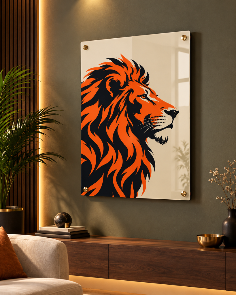 Regal Lion – Premium Acrylic Wall Art - X09 (Medium (11.7X16.5 inches))